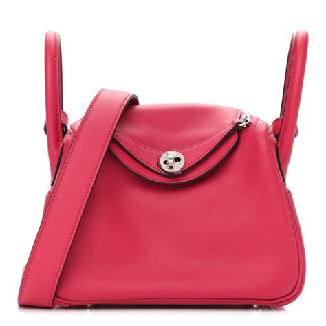 Hermès Framboise And Rouge Sellier Verso Swift Mini Lindy 20 